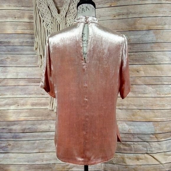 Revolve | A.L.C. ‘Blaise’ Blush Pink Velvet Relaxed Choker Collar Keyhole Top - Picture 5 of 10